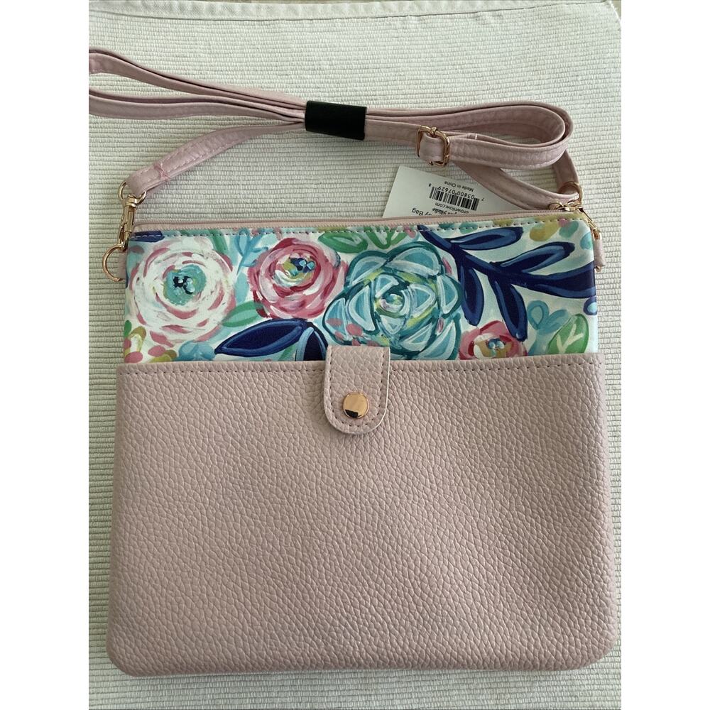 Bella Caroline By Brownlow Body Bag. Top Zipper. Pink FlowersBoho Crossbody Bag
